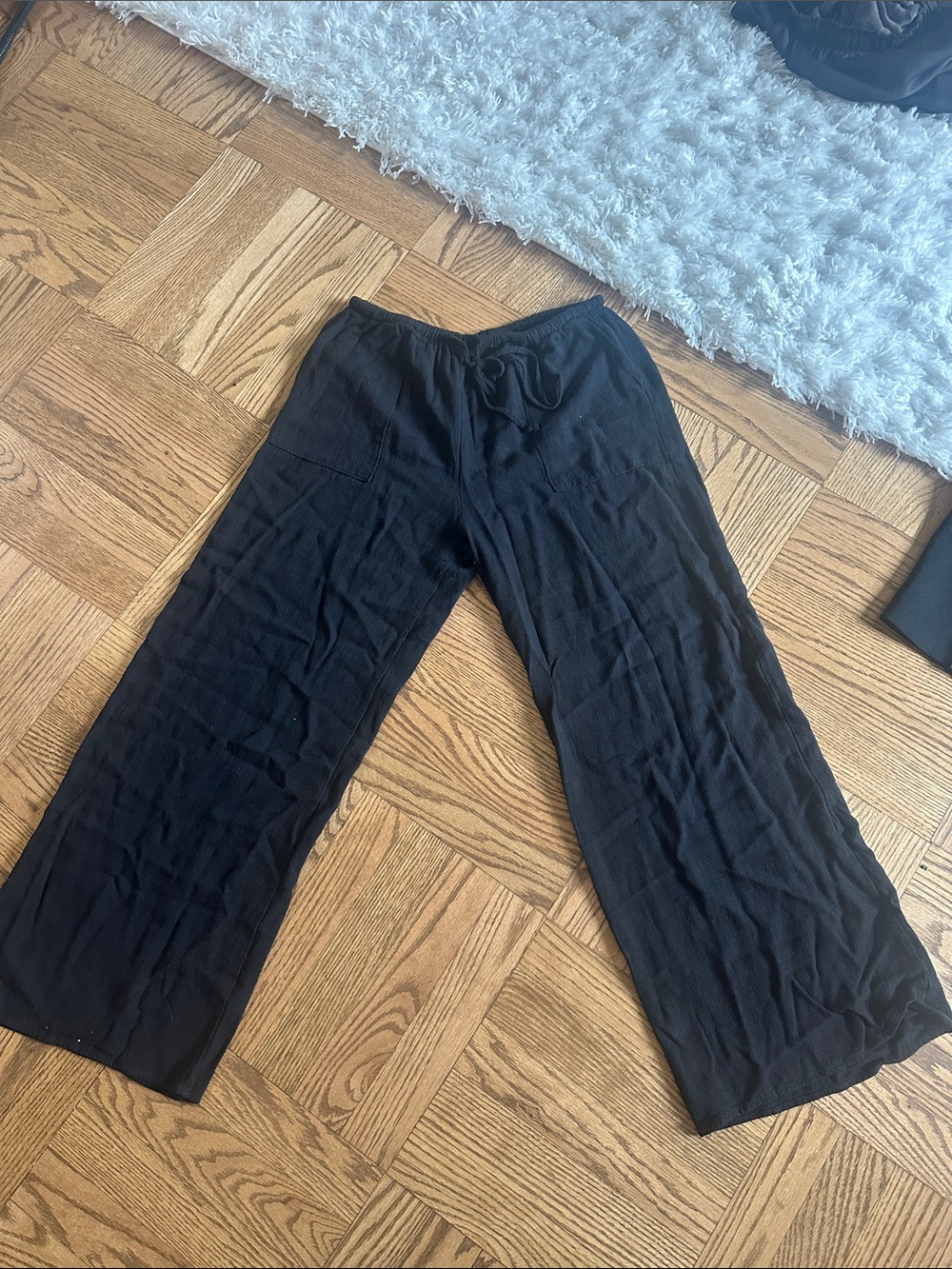 Renee C. Black Wide Leg Drawstring Pants